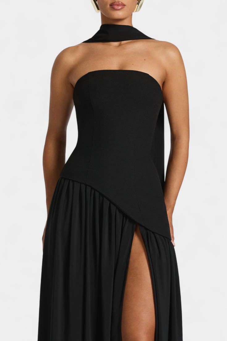 Rochie Maxi Raina din Șifon fără Mâneci cu Fanta Pe Laterale