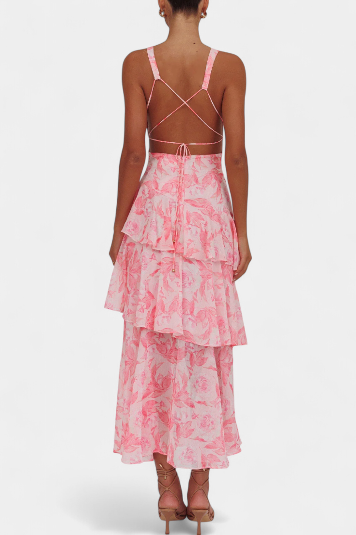 Valentina - Rochie din Șifon cu Decolteu în V și Mâneci Puff