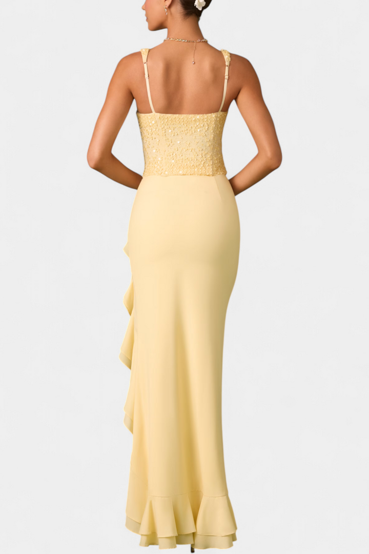 Rochie Midi Filipa cu Corset și Volane Asimetrice