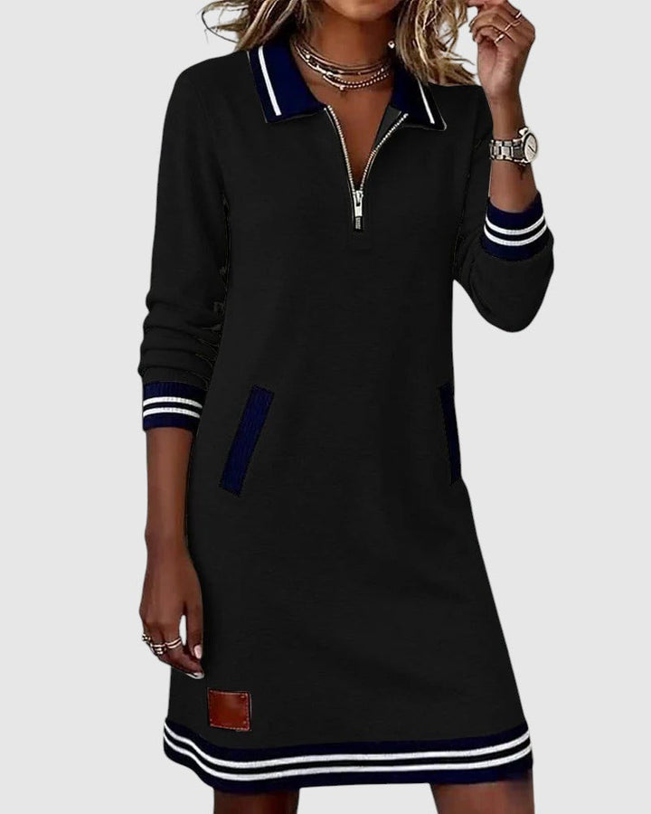 Darina – Rochie Sport cu Fermuar și Guler Polo