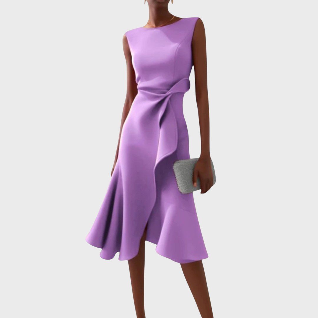 Katarina - Rochie midi asimetrică cu volane