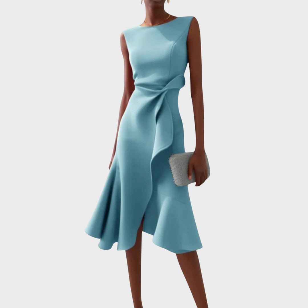 Katarina - Rochie midi asimetrică cu volane