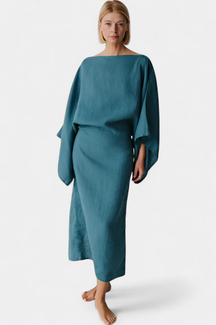 Filipa - Rochie kimono din in cu cordon