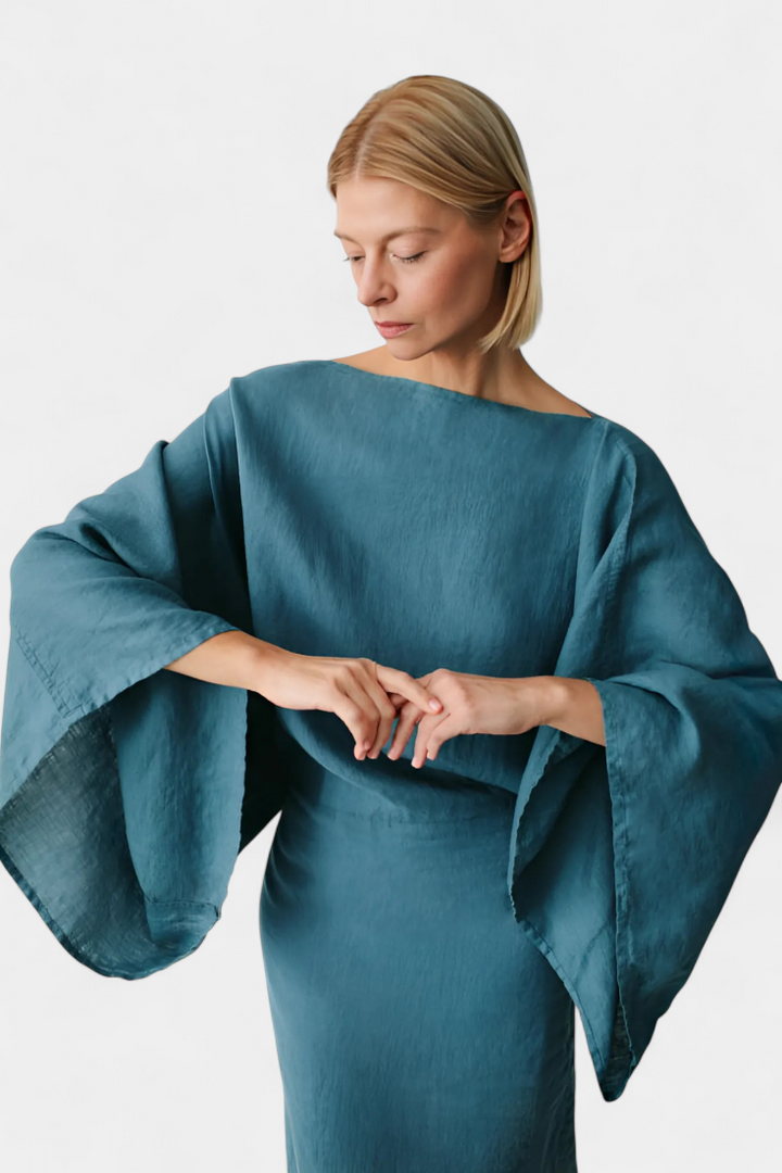 Filipa - Rochie kimono din in cu cordon