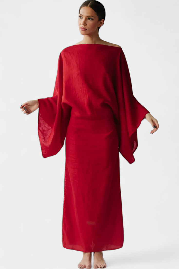 Filipa - Rochie kimono din in cu cordon